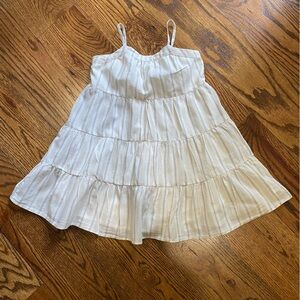 Art Class Gauzy Neutral White and Tan Striped Spaghetti Strap Dress, size 3T